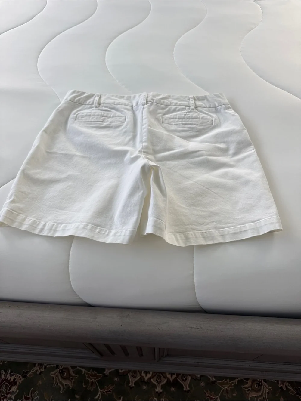 Lands' End Women's White Cotton Blend Bermuda Shorts